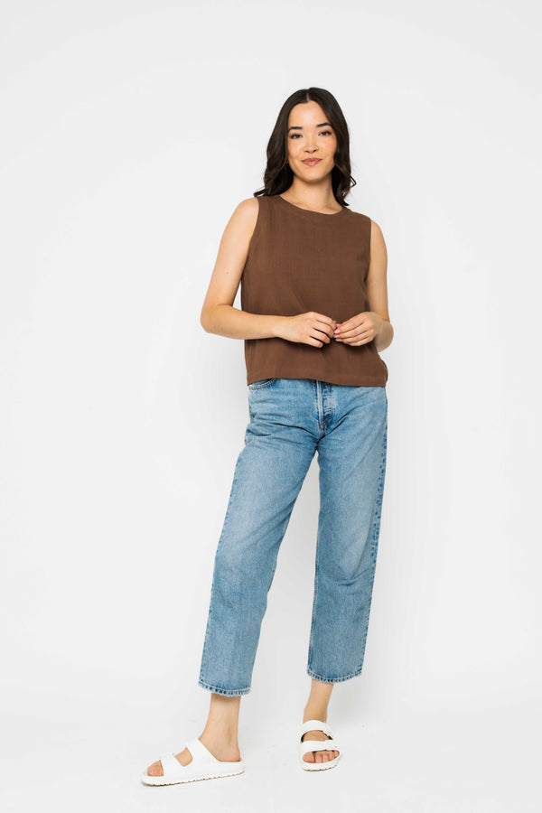 Keri-Sleeveless Woven Shell